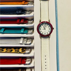 Waltham brand womens watch with assorted bands and covers. Never worn